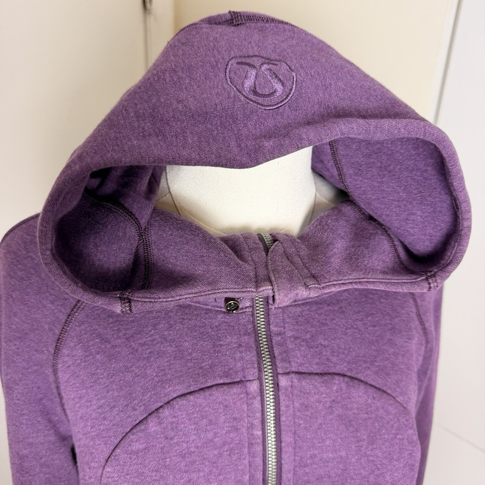 Lululemon Scuba Hoodie Full Zip Purple Sz 6 10 Cotton Fleece Thumbholes Women's